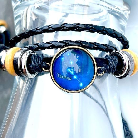 New Genuine Leather Taurus Constellation Birthday Zodiac Sign Bracelet - Picture 2 of 6